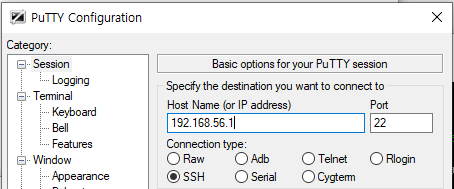 PuTTY 접속화면