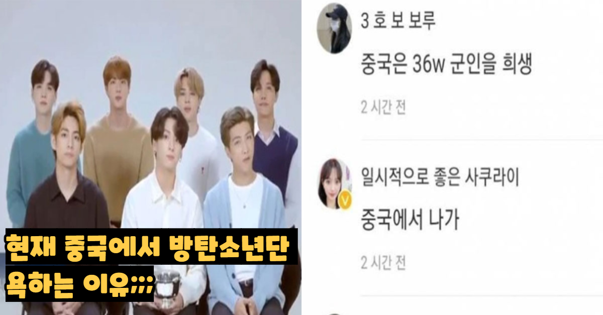  현재 중국에서 방탄소년단 욕하는 이유;;