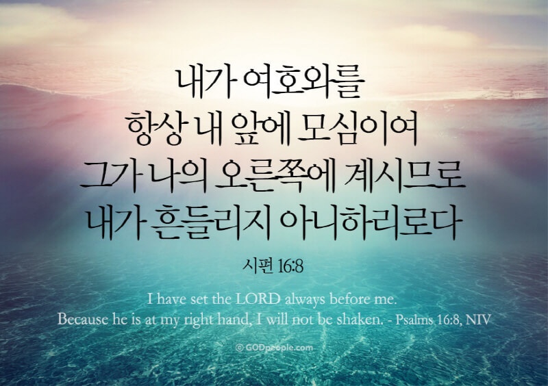 시편 16편 8절 하나님으로 마음을 다잡게 되는 성경 구절