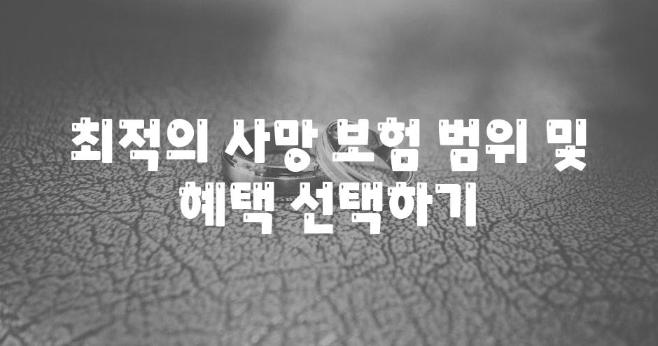 최적의 사망 보험 범위 및 혜택 선택하기