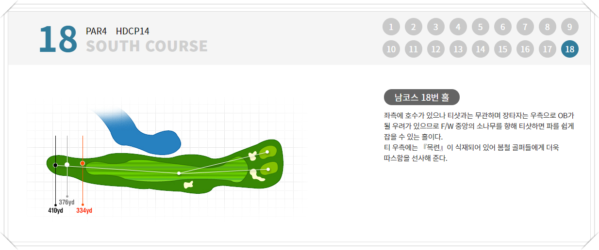 레이크사이드CC 남코스 18번 홀