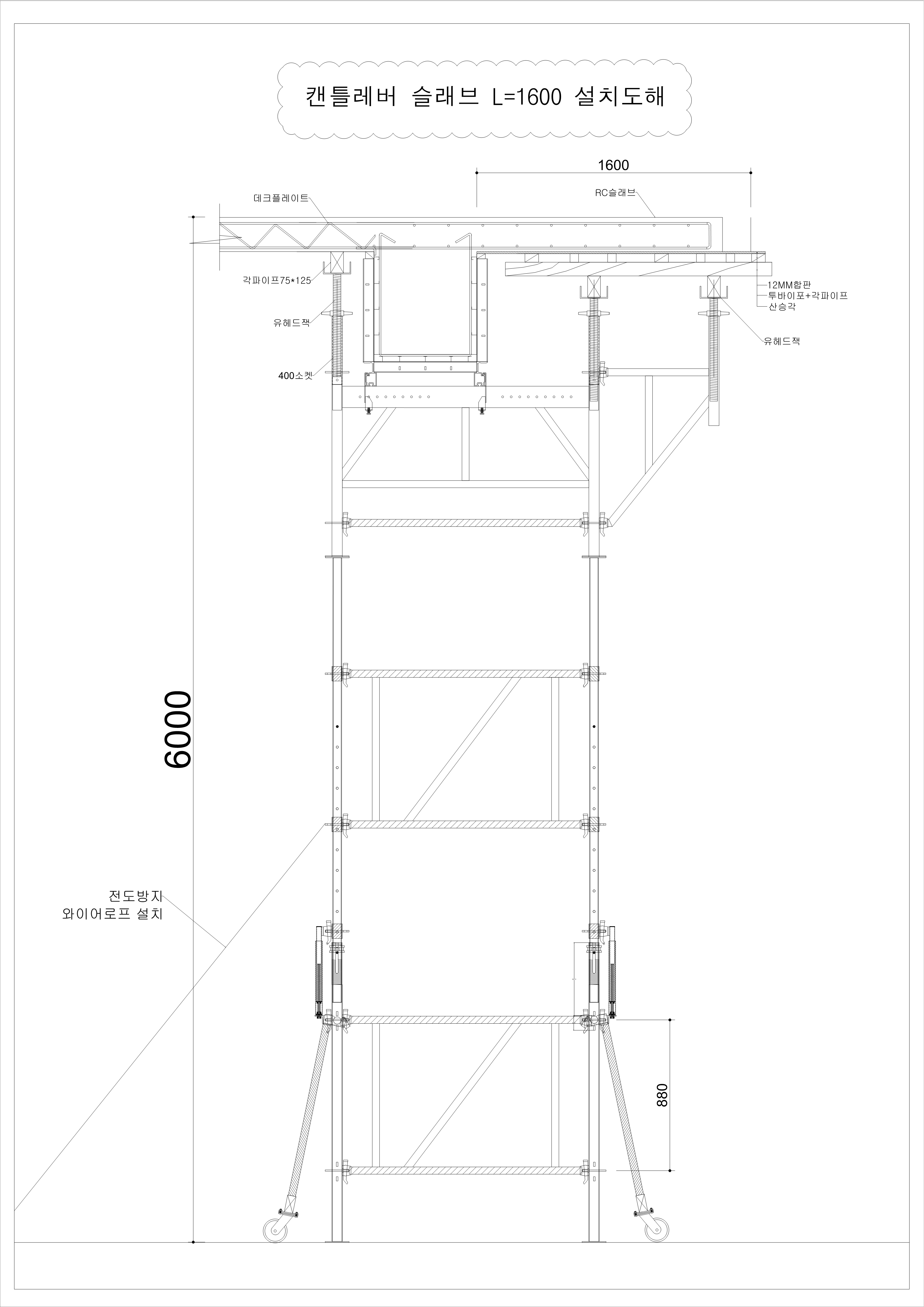  보테이블(유닛서포트시스템)을 이용한 캔틸레버 슬래브(cantilever slab) 시공방법