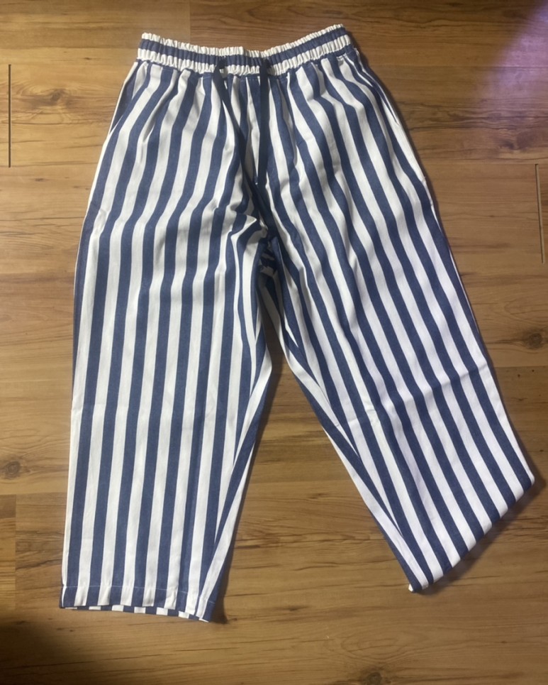 아조바이아조(AJOBYAJO)Oversized Stripe Cotton Pants [Blue] 스트라이프 팬츠