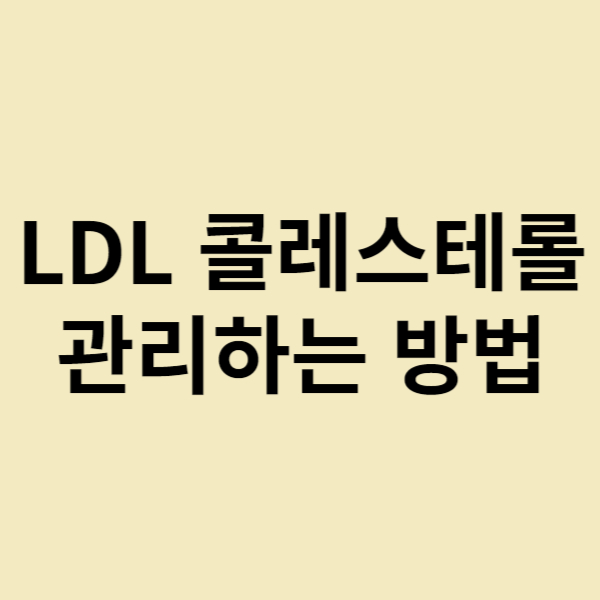  나쁜콜레스테롤인 LDL 콜레스테롤 관리하는 방법