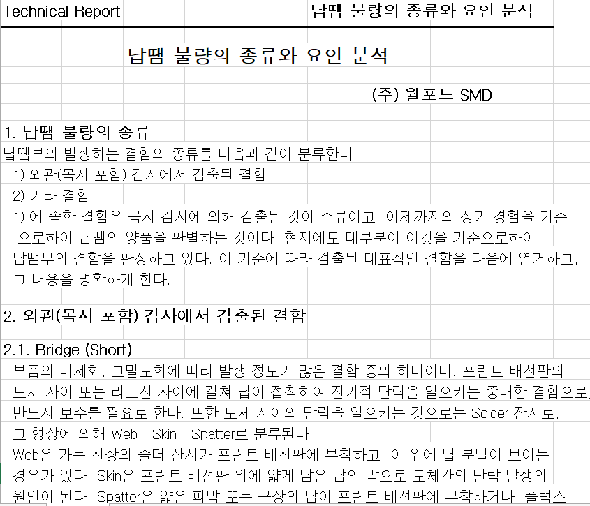  납땜불량의종류와 요인분석