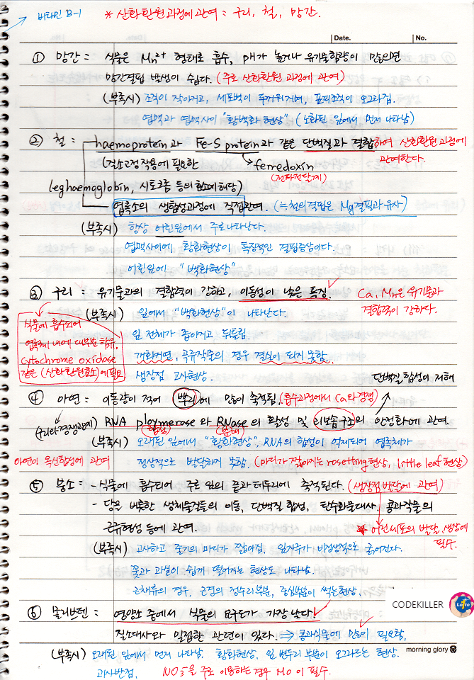  [토양학] 토양비옥도와 식물영양 [미량영양원소와 식물영양]