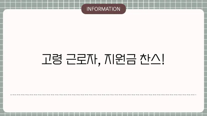 고령 근로자 고용지원금 신청 요건