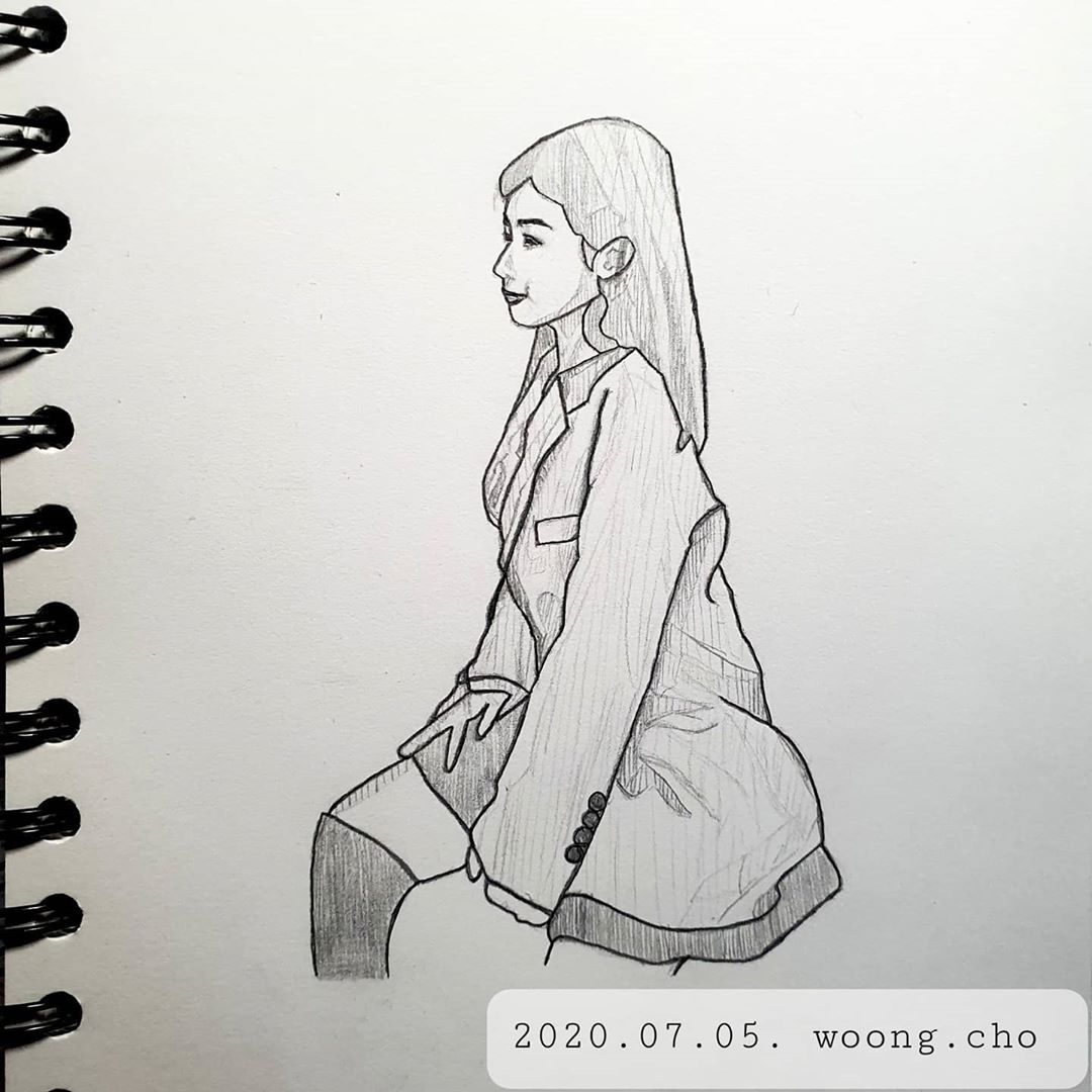  2020.07.05. 앉은 모습 단순화 드로잉 그림