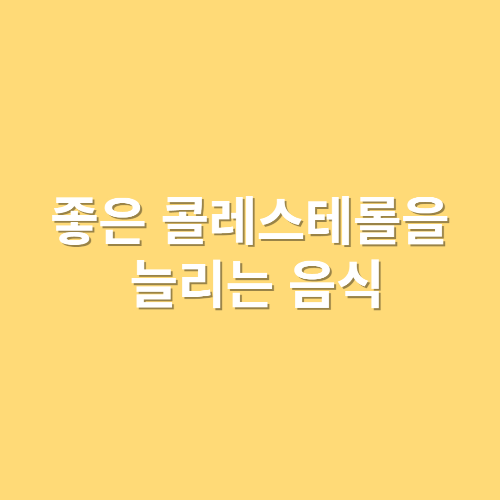  좋은 콜레스테롤을 늘리는 음식?