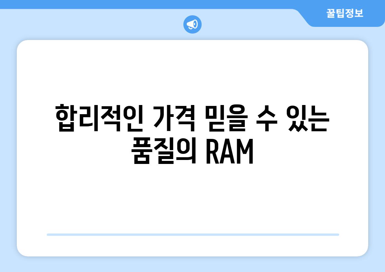 합리적인 가격 믿을 수 있는 품질의 RAM