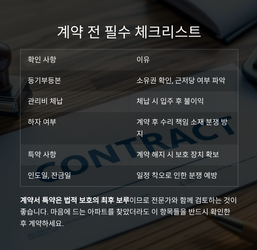 부동산 계약 전 필수 확인사항 체크리스트 안내 이미지