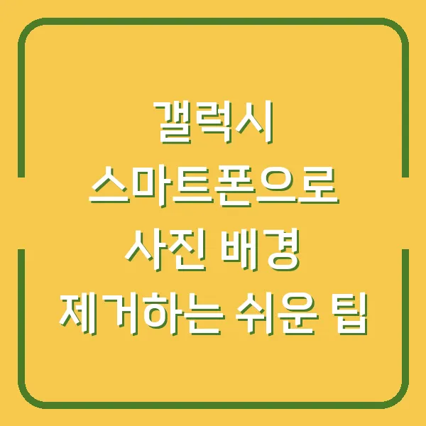 갤럭시 스마트폰으로 사진 배경 제거하는 쉬운 팁