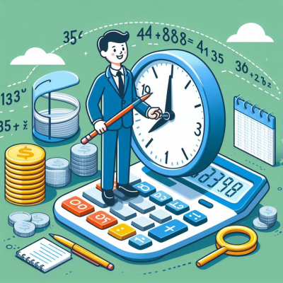 다양한 금융 계산과 분석을 나타내는 그래픽 이미지.