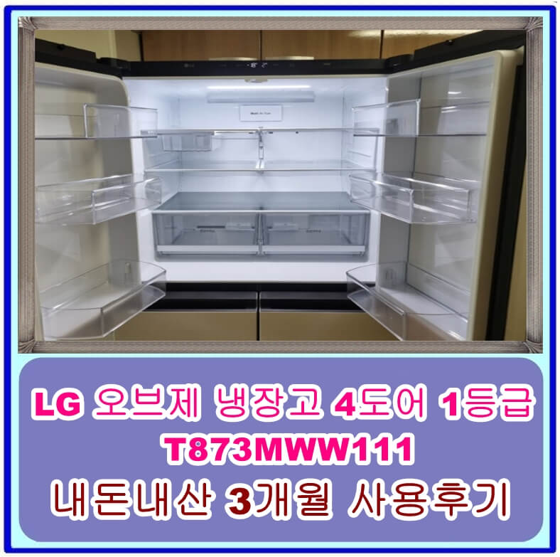  LG 오브제 냉장고 4도어 1등급 T873MWW111 내돈내산 3개월 사용 후기