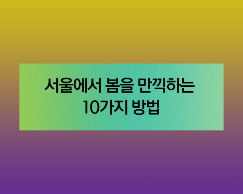 서울에서 봄은 만깍하는 10가지 방법