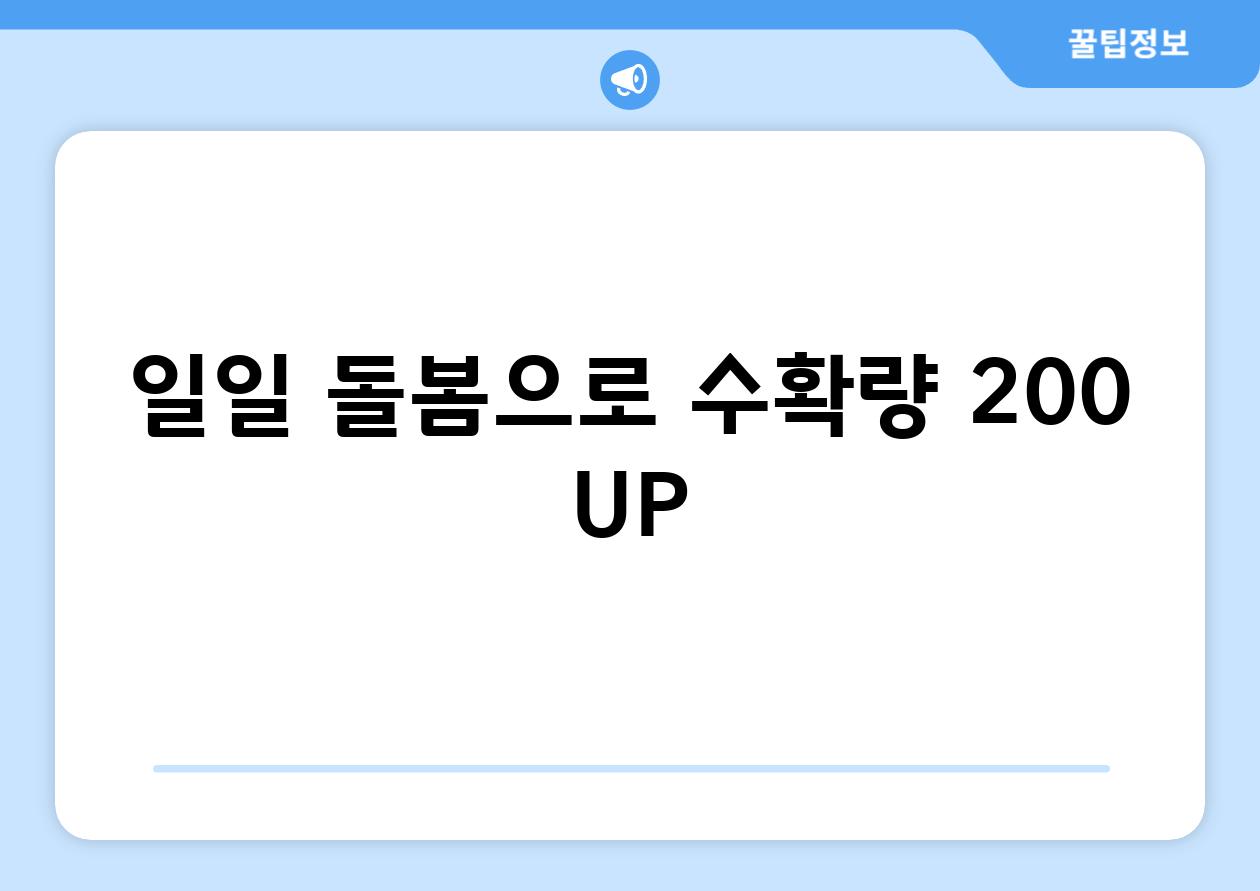 일일 돌봄으로 수확량 200% UP