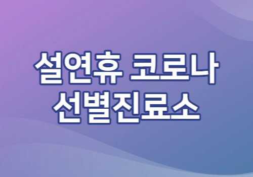 설연휴 코로나 선별진료소 목록