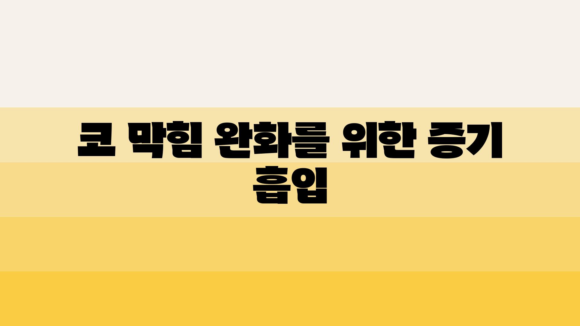 코 막힘 완화를 위한 증기 흡입