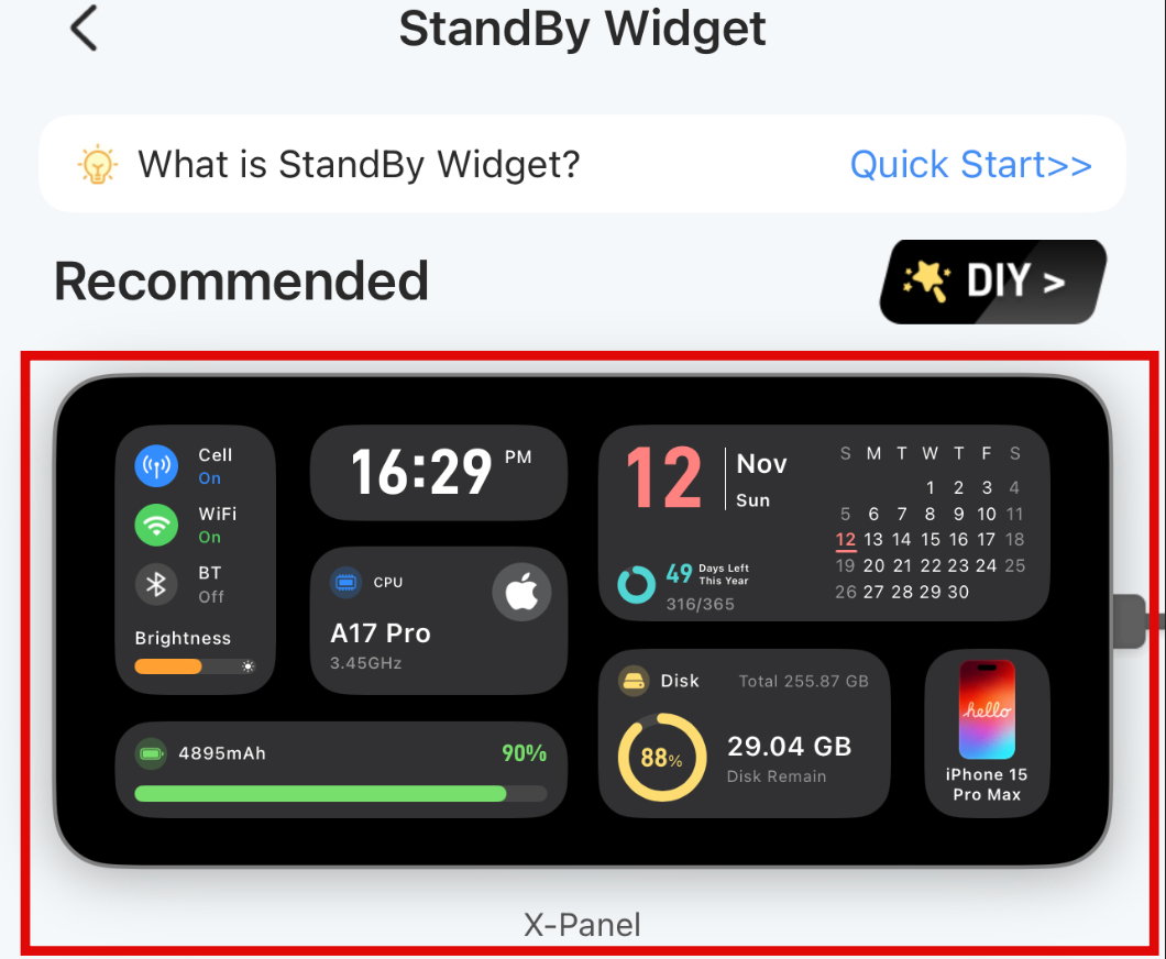 iScreen StandBy Widget