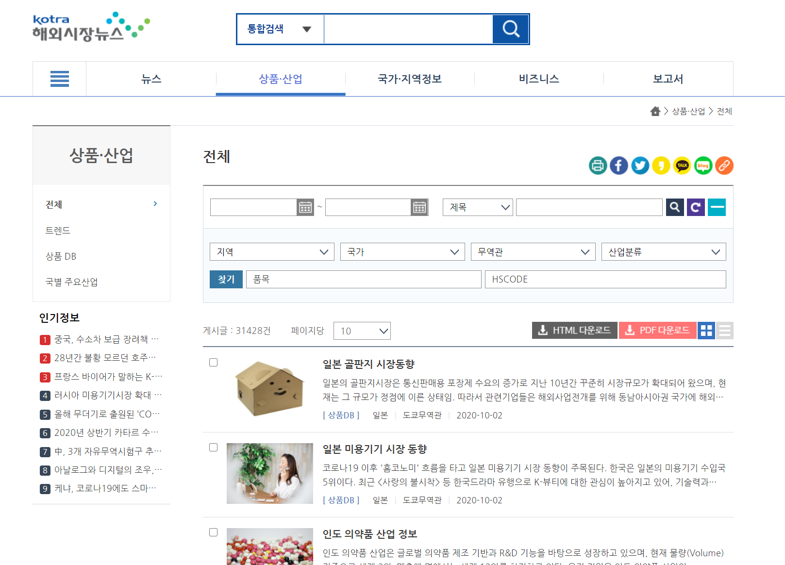  역직구 사업아이템 트렌드조사 방법