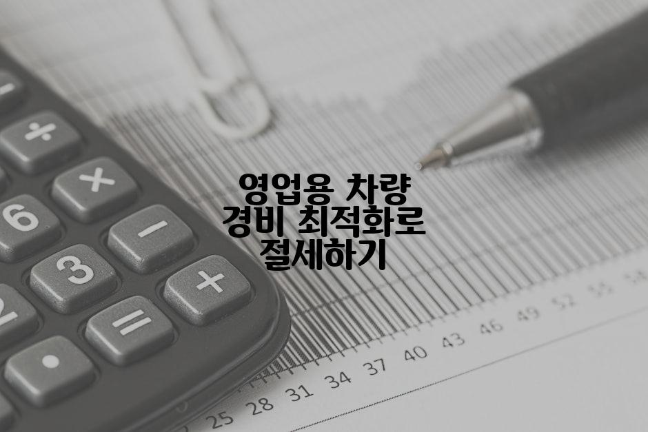 영업용 차량 경비 최적화로 절세하기