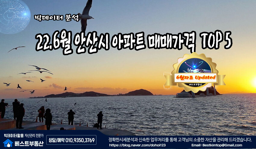  22.6월 안산시 매매 가격 순위 TOP5 분석 !!!