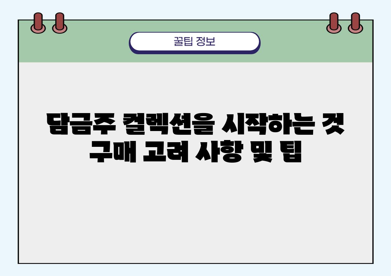 담금주 컬렉션을 시작하는 것 구매 고려 사항 및 팁