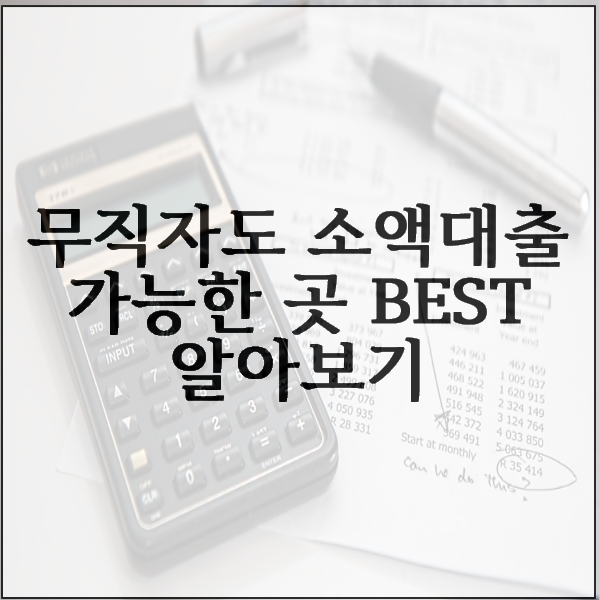  2020년 무직자도 소액대출 가능한곳 BEST 어디?