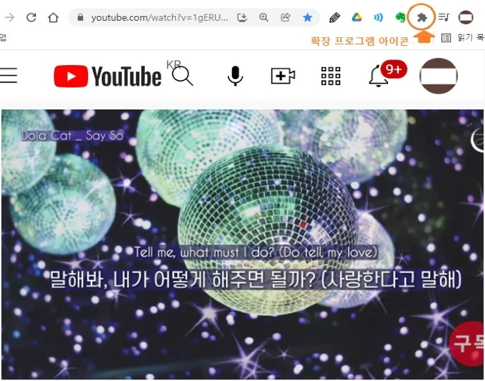 확장 프로그램 아이콘을 클릭합니다.