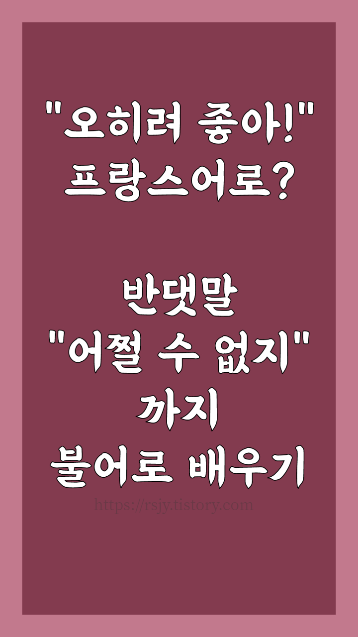 &#39;오히려 좋아&#39;를 프랑스어로 말하는 방법