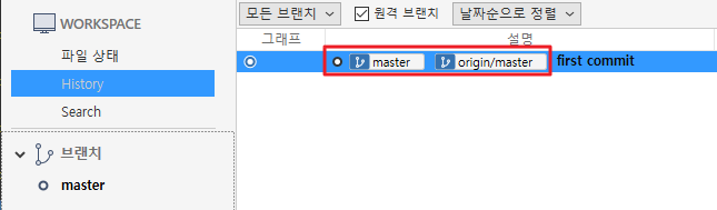 소스트리(Sourcetree)에서 커밋 이력 확인