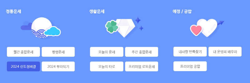 정통운세, 생활운세, 예정궁합