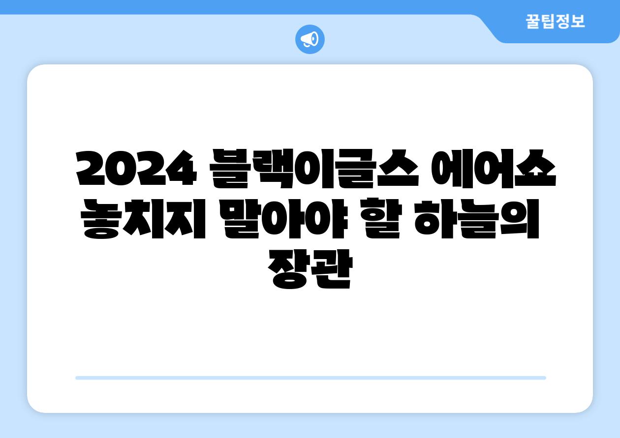  2024 블랙이글스 에어쇼 놓치지 말아야 할 하늘의 장관