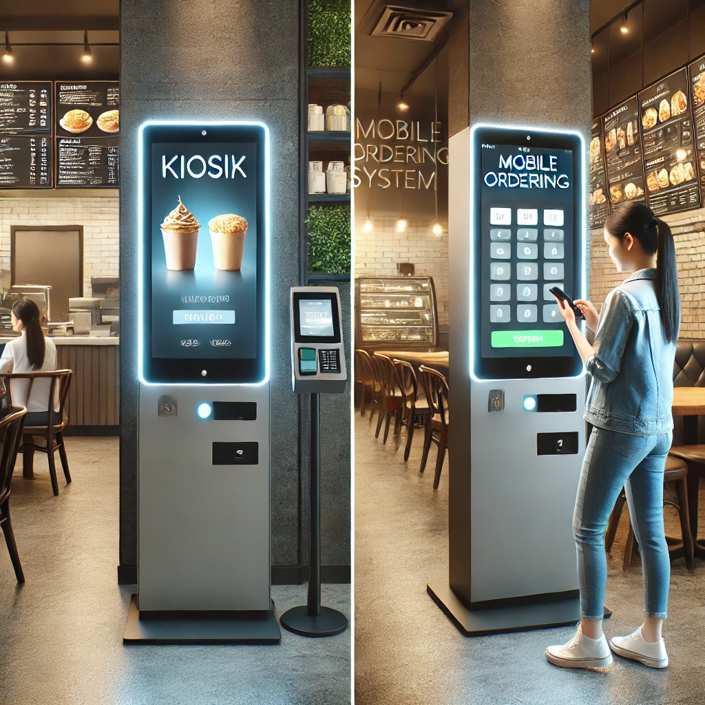 키오스크와 모바일을 비교하는 이미지