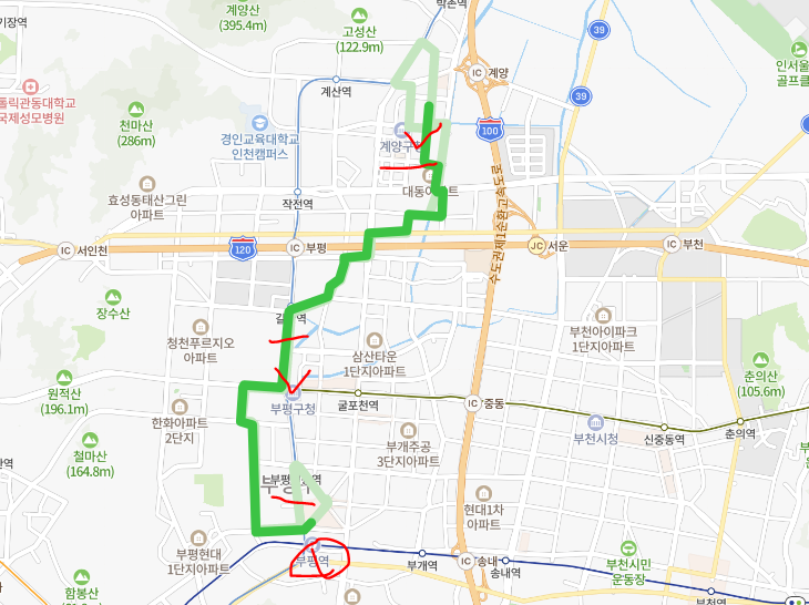  [인천 582번버스] 노선, 요금,첫차,막차 : 임학역, 갈산역, 부평역, 부평구청역
