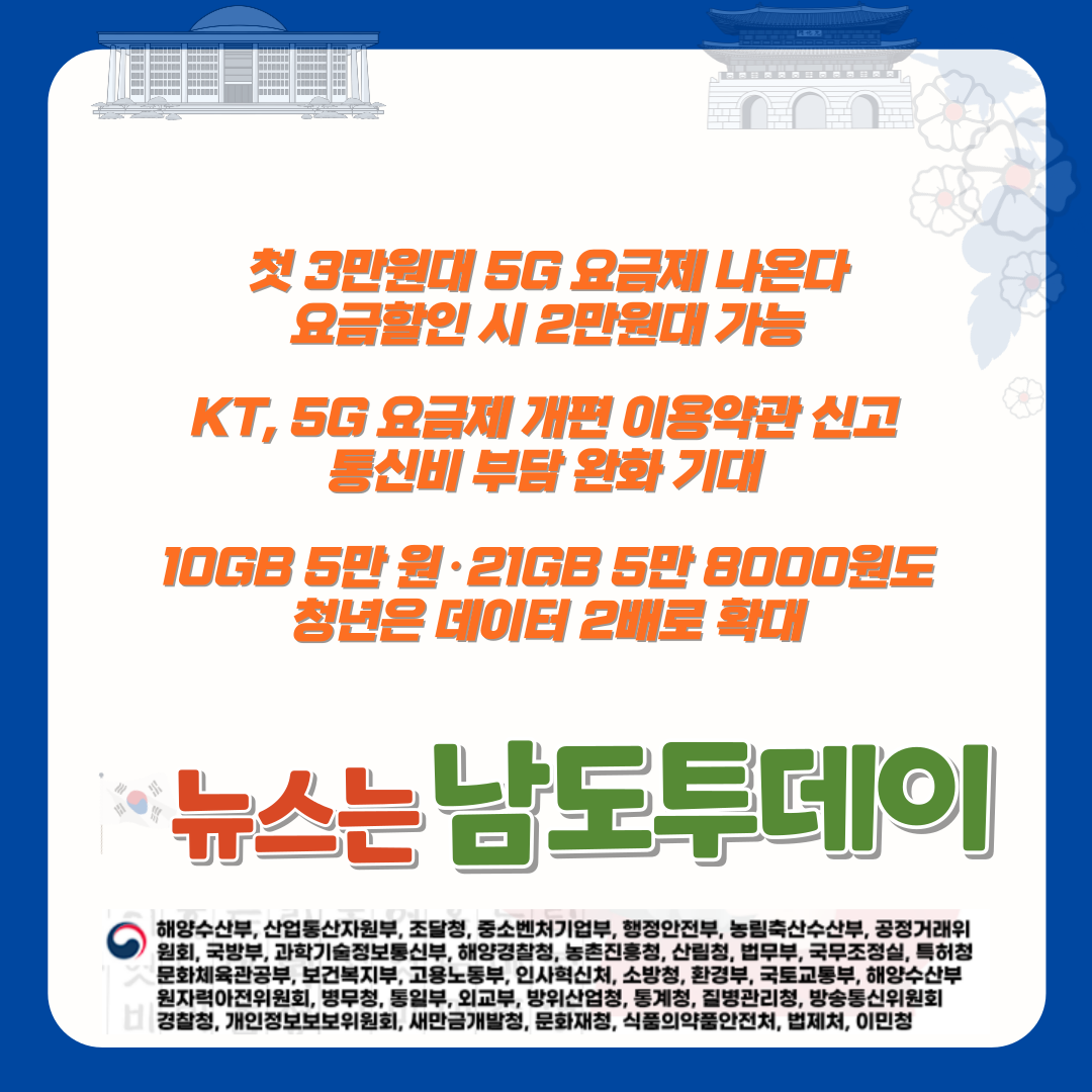  KT, 5G 요금제 개편! 3만 원대부터 시작하고 소량 구간 더 다양하게-남도투데이