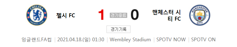  20/21 잉글랜드 FA컵 / 4강전 - 첼시 FC 대 맨체스터 시티 FC (2021년 4월 18일 경기 하이라이트)
