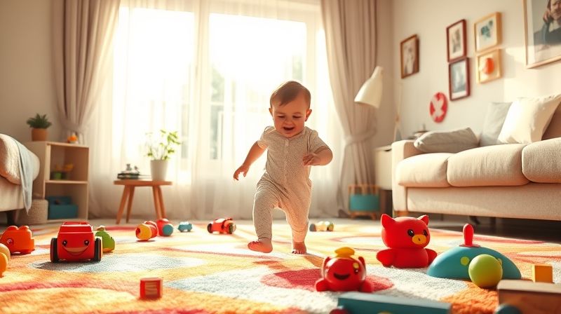 걸음마를 배우는 아이, 영아기 및 걸음마기 발달 단계를 나타냄