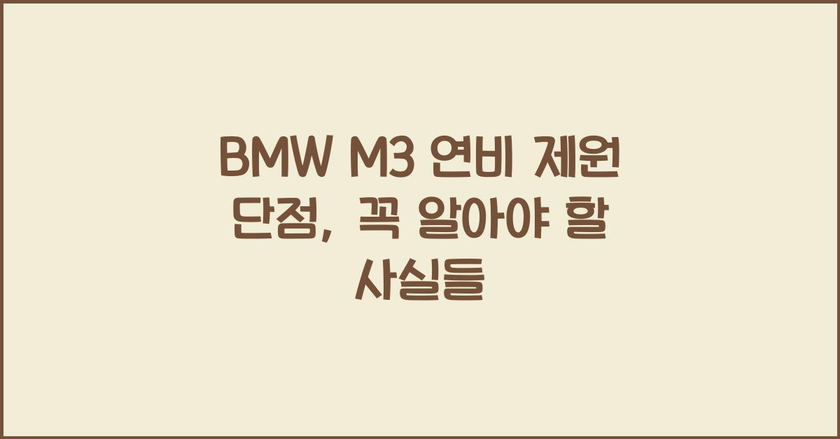 BMW M3 연비 제원 단점