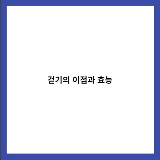 걷기의 이점과 효능