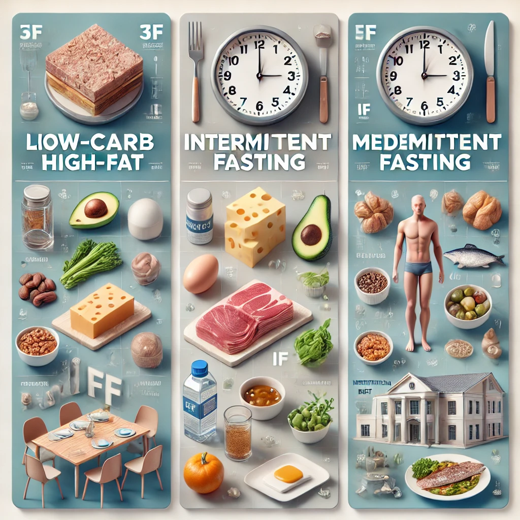 4. 저탄고지, 간헐적 단식, 지중해식 식단 비교