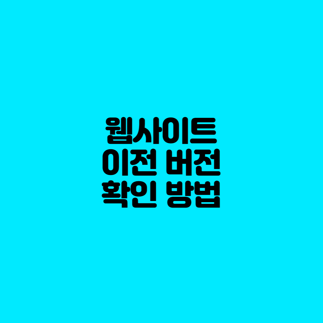  웹사이트의 이전 버전을 확인하는 방법 알아보기