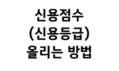  신용점수 올리는 방법
