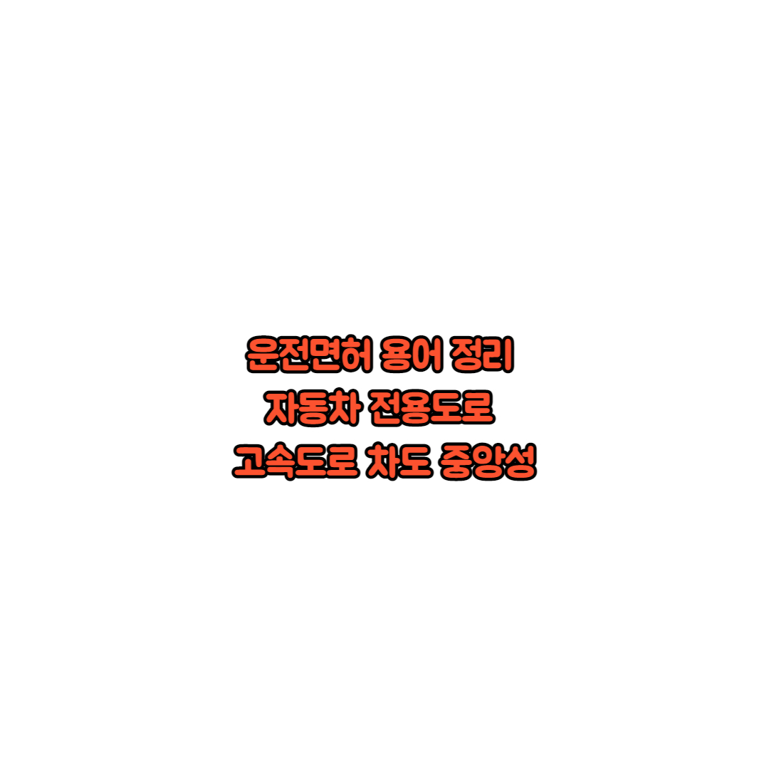  운전면허 용어 정리 자동차 전용도로 고속도로 차도 중앙성