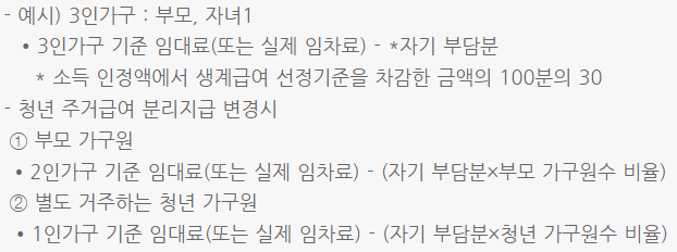 청년 주거급여 분리지급 산정방법 - 서울 몽땅 정보통