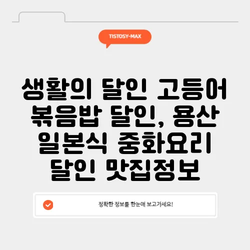 생활의 달인 고등어 볶음밥 달인, 용산 일본식 중화요리 달인 맛집정보