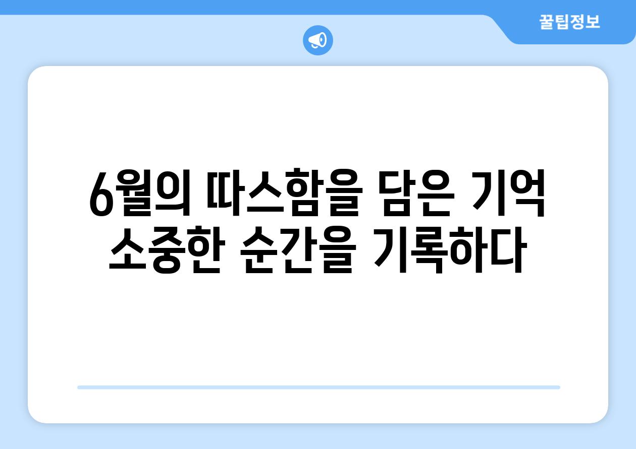 6월의 따스함을 담은 기억 소중한 순간을 기록하다