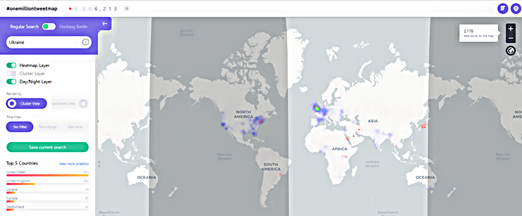 트위터 무료 분석 도구 onemilliontweetmap