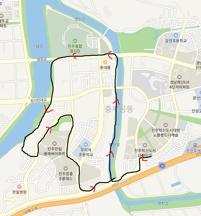  진주혁신도시 운동 산책로(코로나 확찐자를 위한 운동)