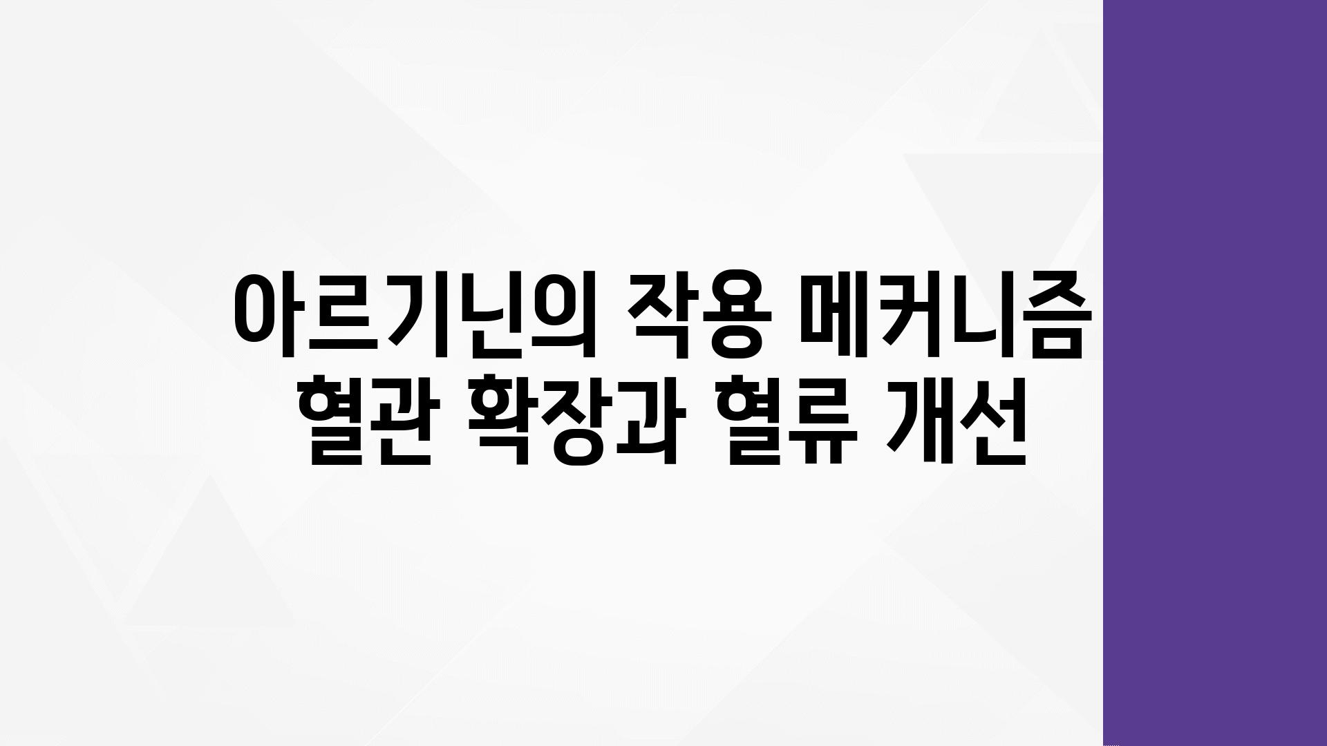 아르기닌의 작용 메커니즘 혈관 확장과 혈류 개선